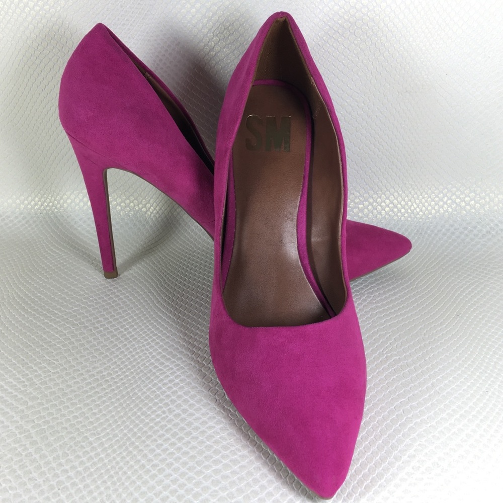 SM New York Hot Pink Faux Suede Stiletto Heels 7